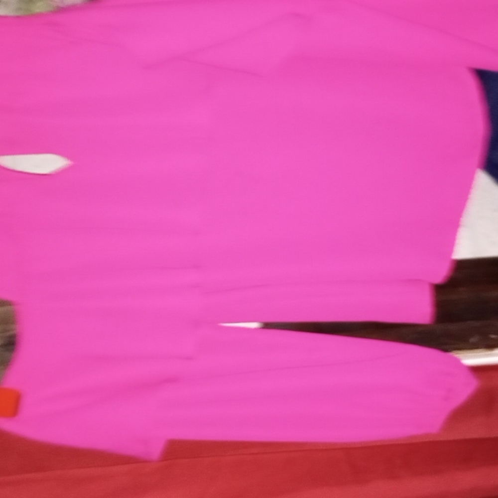 Small Eye-shadow  hot pink cold shoulder  long sleeve 100% poly almost sheer Top